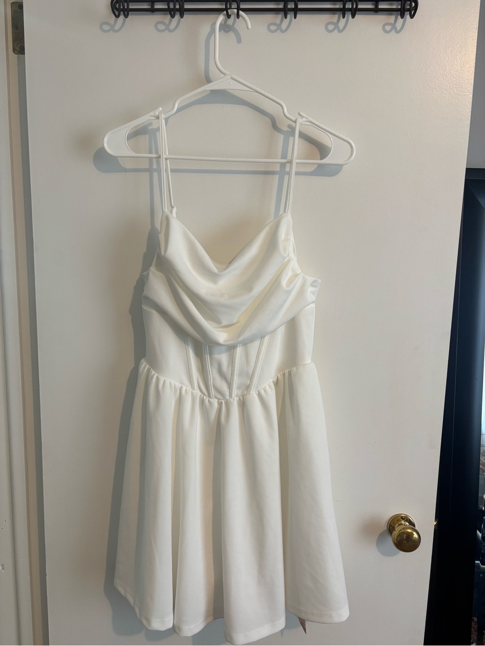 SHEIN White Cowl Neck Spaghetti Strap Mini Dress
